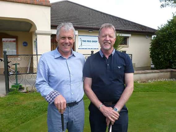 Gary McCormick (left) helped Neil Diamond to a half match while Gordon Haire (right) finished just two holes down alongside Peter Hillen.