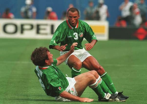 Ray Houghton celebrates scoring
 against Italy at the World Cup in 1994