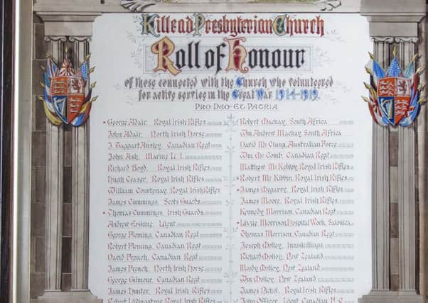 The Roll of Honour at Killead Church