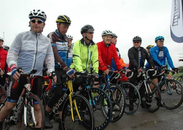 Cyclists on the start line for Dromore CC's Charity Challenge sportive 2016.