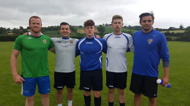 Rathfriland Rangers' new signings. From left to right: Peter McCann, Chris Frazer, Ross Doherty, Darryl Evans and Mark Winston.