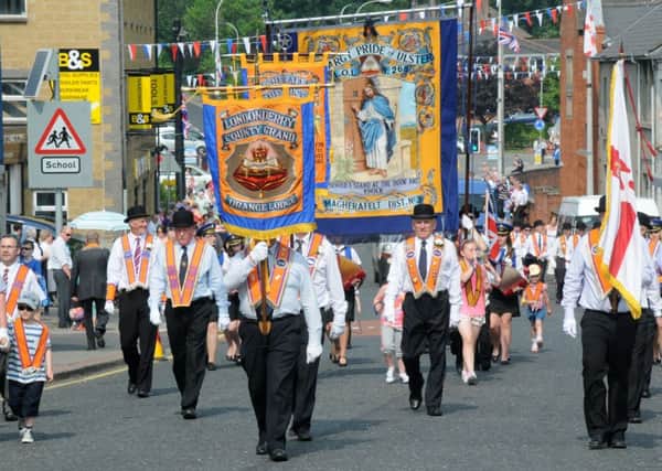 Magherafelt District leading the procession on the Twelfth of July celebrations in Magherafelt