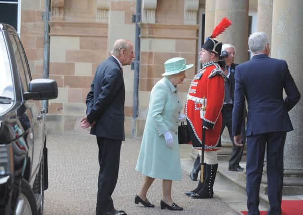 Her Majesty the Queen and the Duke of Edinburgh arrive at Hillsborough Castle on Monday. 
Photo: Aaron McCracken/Harrisons