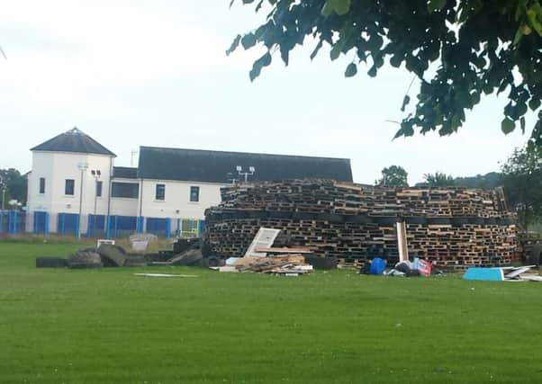 The bonfire has been built just yards from the Dunanney Centre and the new MUGA sports facility. INNT 26-810CON