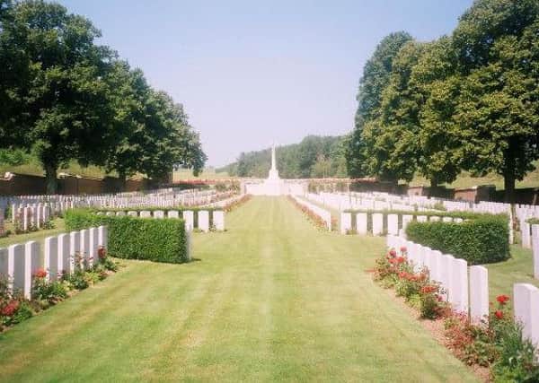 Above: The Ancre River Cemetery between Beaumont Hamel and Thiepval. This was 'No Man's Land' in 1915 with the 12th Rifles manning trenches just off the left side of this tranquil picture.