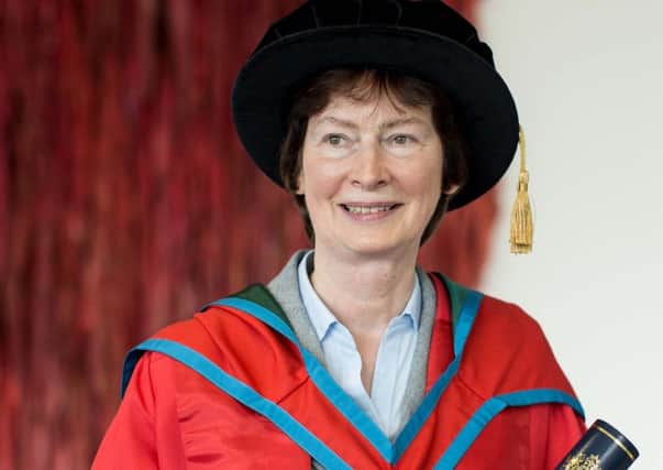 Sister Mary Turley, a trustee and director of The Flax Trust, received the honorary degree of Doctor of the University (DUniv) for distinguished services to the community. (Photo: Nigel McDowell/Ulster University)