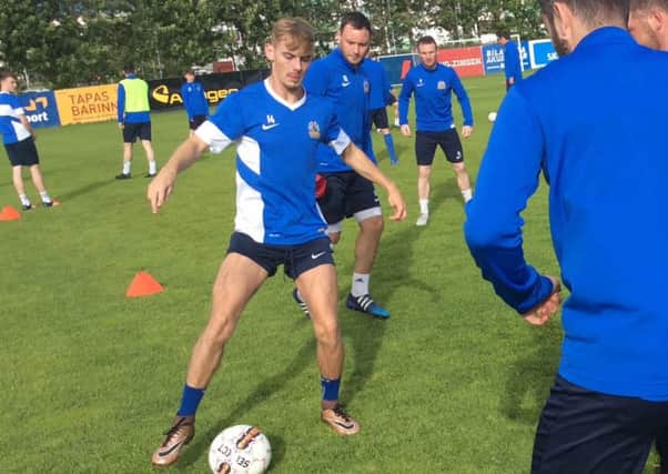 Glenavon in a training session on Wednesday night.