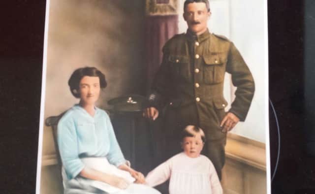 James Percy snr pictured while on home leave with his wife Mary Rachel Percy and his daughter Sarah Ann Percy. INNT 26-808CON