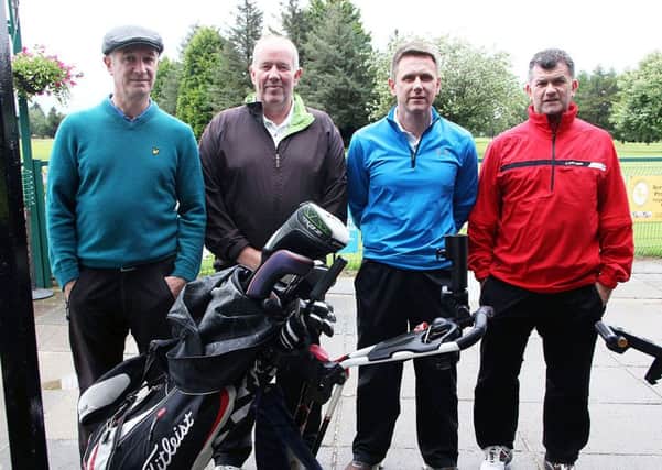 Paddy Kearney, Jock McGarry, Gary Black and Michael Smyth ready to tee off at Ballymena Golf Club.