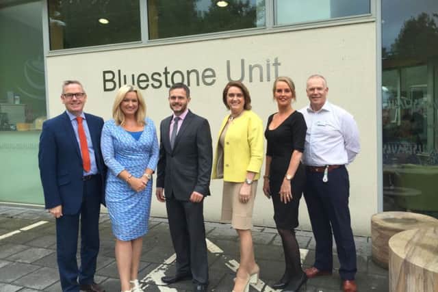 Visiting the Bluestone Unit at Craigavon Area Hospital were from L to R: Francis Rice  Southern Trust Chief Executive, Jo-Anne Dobson MLA, Robbie Butler MLA, Roberta Brownlee  Trust Board Chair, Louise Hall  Head of Service of Acute Mental Health and Andrew Ruck  Patient Flow and Bed Management Co-ordinator.