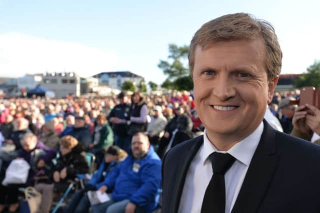 Acclaimed vocalist Aled Jones performs at the Battle of the Somme Centenary Festival of Remembrance held in the shadow of Carrickfergus Castle to an audience of 4000 people. Photo by Harrison Photography. INCT 27-701-CON
