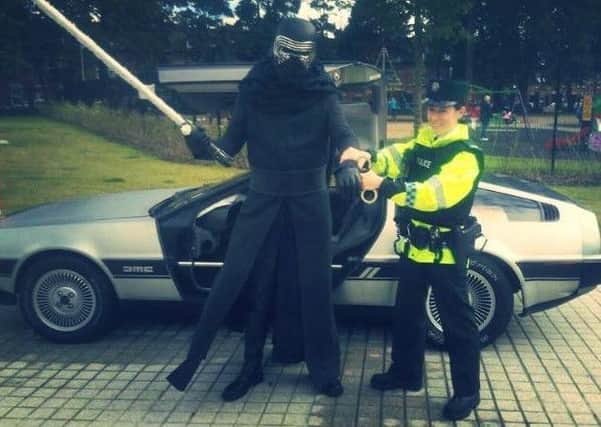 PSNI officer arrests Star Wars' Kylo Ren after the 'theft' of Marty McFly's De Lorean