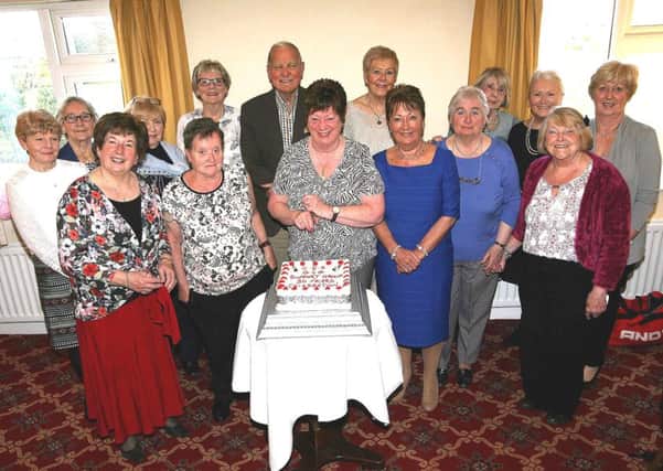 Members of the Glengormley Support Group of Northern Ireland Chest Heart & Stroke celebrate 30 years of volunteering in support of the charity. INNT 26-510CON
