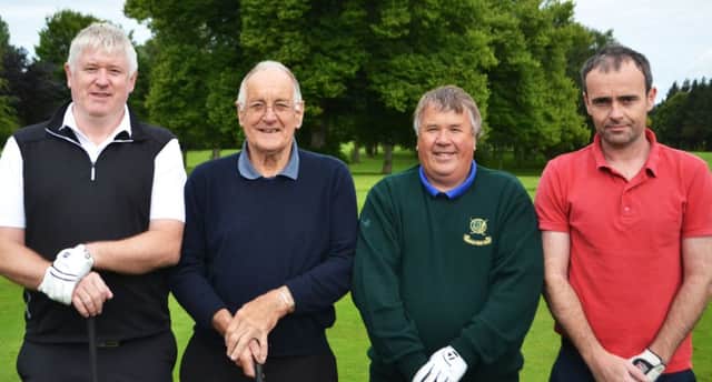 Mark Jamieson, Clive Black, Billy Gregge and Piers McMillan about to tee off at Lisburn.