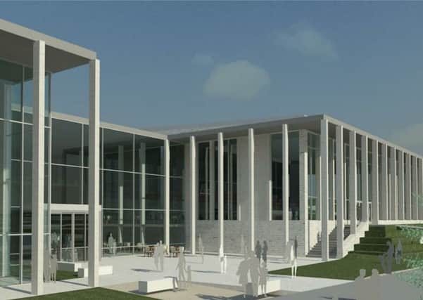 An impression of the outside of the new Â£30m leisure centre planned for Craigavon