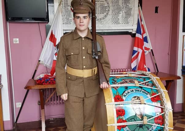 The drum at the Somme Service held in Connor Presbyterian Church - with Ross Craig.