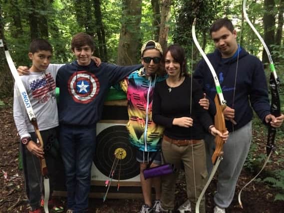 Young archers from Spain on a recent visit to Ballyvally Archery Club.