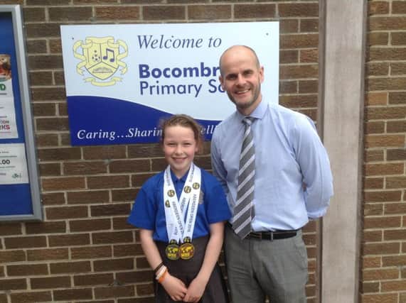 Bocombra Primary School principal Mark Vallelly with Jessica Woods from the Evolve club.