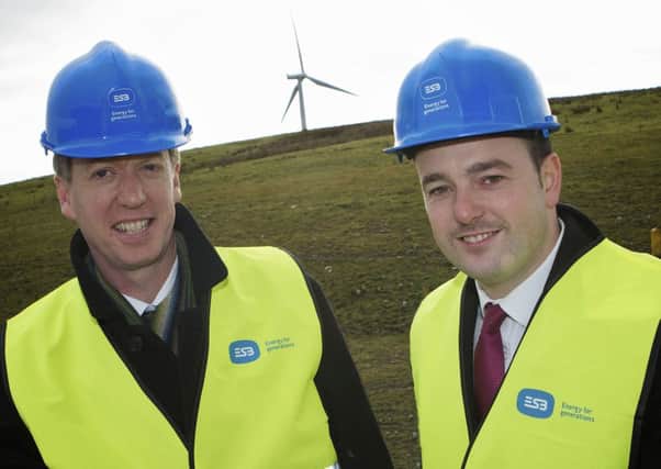 Colum Eastwood, MLA with Paddy Hayes, Executive Director, Generation and Wholesale Markets, ESB at  the opening of the Â£34m Carrickatane Wind Farm.