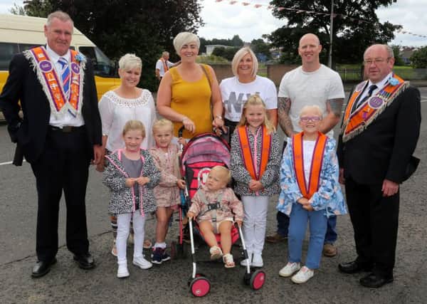Members and supporters of Kernohan True Blues at the Twelfth in Ballymena. INBT29-203AM