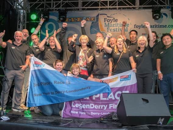 Mayor, Hilary McClintock with Clipper prize-winners on Wednesday night.