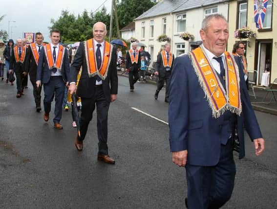 LOL 1071 members on parade in Ahoghill.