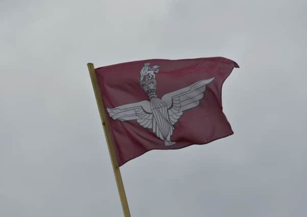 A Parachute Regiment flag flying from a pole on Rossdowney Road on Thursday afternoon. DER2816GS052