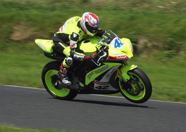 Luke Johnston from Ahoghill leads the Supersport 600 race at Mondello. Pictures: Roy Adams.