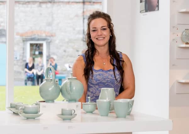 Claire Murdock pictured at the opening of CrÃ©, an exhibition of work by the 2016 graduates of the Design & Crafts Council of Irelands Ceramics Skills & Design Course. 

The exhibition was officially opened by Dr. Audrey Whitty, Keeper of the Art and Industrial Division, National Museum of Ireland  Decorative Arts & History. 

CrÃ© is open at the National Craft 
Gallery, Kilkenny until 1st August 2016.

Picture Dylan Vaughan