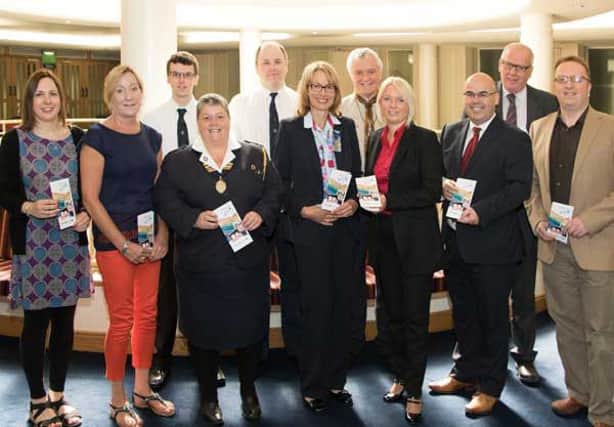 Pictured at the launch of the revised Common Protocol leaflet are: (back row left to right) PCIs Taking Care Programme Co-ordinator, Deborah Webster, Gail Ferguson, Girls Brigade NI (GBNI) National Secretary, Matthew Gallick Boys Brigade NI (BBNI) representative, Jonathan Gracey, BBNI Director, Ken Gillespie, Scout Association Executive Commissioner, Lindsay Conway and PCIs Council for Social Witness Secretary.  Front row left to right: Lyn Campbell, GBNI President, Debbie McDowell, Girlguiding Ulster (GGU) County Commissioner for Belfast, Claire Flowers, GGU Executive Manager and David Rock, Team Leader, Irish Methodist Youth and Childrens Department.