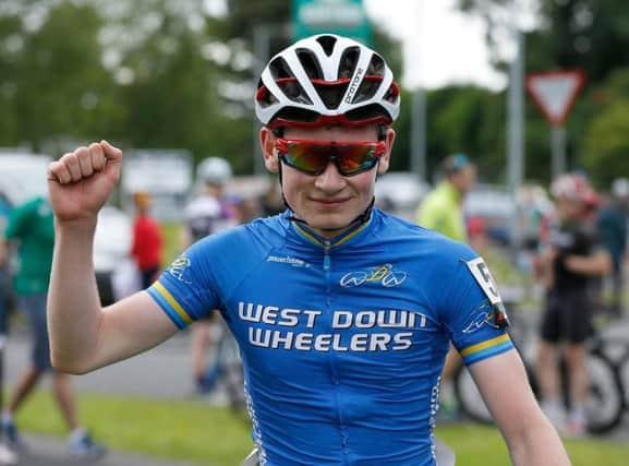 Brandon Douglas, who impressed in the Junior Tour of Ireland last week in the colours of the West Down Wheelers.
