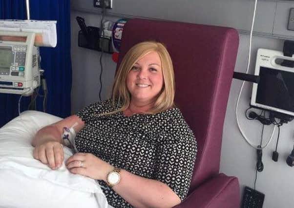 Lyndsey undergoing chemotherapy treatment.  INCT 29-725-CON