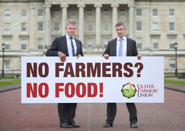 UFU leaders Barclay Bell and Ian Marshall at Stormont last year.