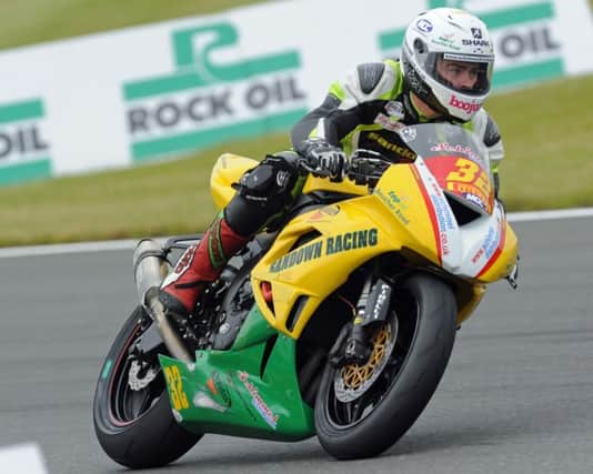 Lisburn motorcycle ace Carl Phillips racing at Snetterton recently in Round 6 of the National Superstock 600cc Championship. Pic by Alan Heal