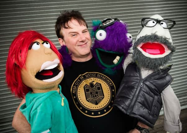 Dave Caskey, winner of the 140 Second Club creative business programme, pictured with cast members from Astro Crew, his animated sci-fi action comedy for children.  INCT 30-732-CON