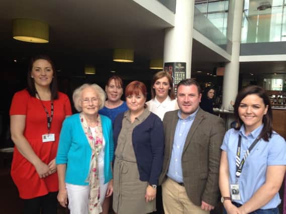 Aisling Gillespie PCSP Project Co-ordinator, Sylvia McRoberts PCSP Member, Patricia Gibson PCSP Manager, Cathy Donnelly PCSP Member, Stephanie Rock PCSP Project  Co-Ordinator, Thomas Larkham PCSP Member and Sherene Reynolds SDACT Connections service key worker.