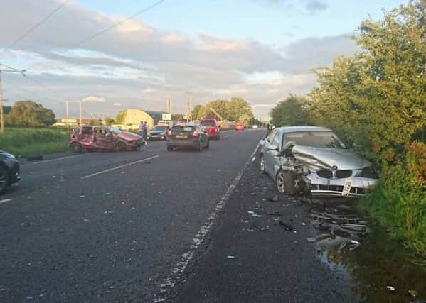 Scene of the crash on Hillhead Road, Toomebridge