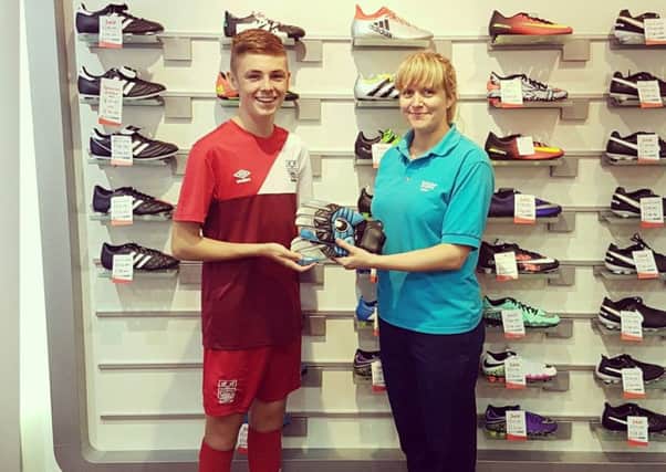 Dylan Stewart is looking to put his sponsored Uhlsport Gloves from Shoefair Sports to good use.