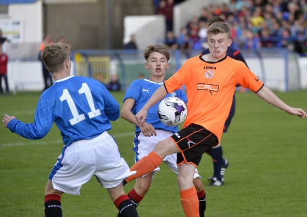 County Armagh's Chris Hutchinson on show against Glasgow Rangers. Pic by PressEye Ltd.
