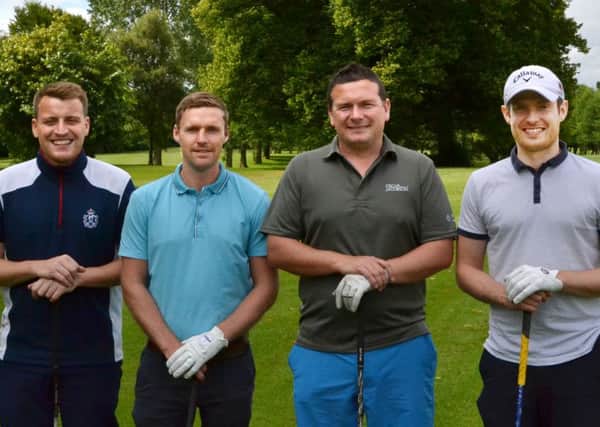 Neil Larmour, Andrew Patterson, Mark Coburn and Gary Brett about to tee off at Lisburn.