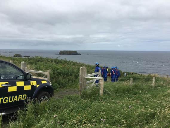 The local Coastguard team at Carrick-a-Rede on Wednesday.