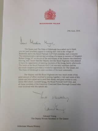 Letter from The Queen and  Duke of Edinburgh.
