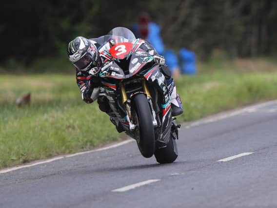 Michael Dunlop on his way to victory in the 'Race of Legends' at Armoy on his MD Racing BMW on Saturday.
