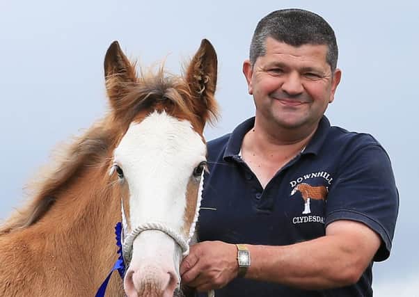 Keith Pollock, Tanslink, with Geoffrey Tanner and his foal ''Downhill Daisy'' 2nd in the foal class at Limavady Show.