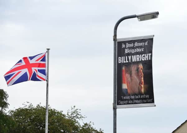 PACEMAKER BELFAST  07/07/2016: 
A banner on a light pole in Memory of Billy Wright in Dungannon.
Picture By: /Pacemaker Press