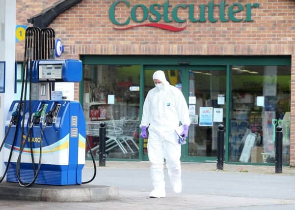 Pacemaker Press Belfast 05-06-2014: Thieves have tried to break into a cash machine in County Armagh by placing an explosive device on it. The device exploded on Thursday, causing extensive damage to the machine at the Costcutter shop in Hamilton Northern Ireland.
Picture By: Pacemaker