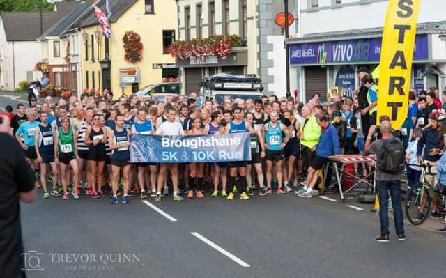 Runners ready at the start line for the Broughshane 10k and 5k races.