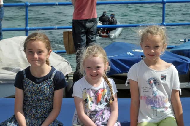 Megan, Orlaith and Alita at Whitehead Festival raft race. INLT 32-206-AM