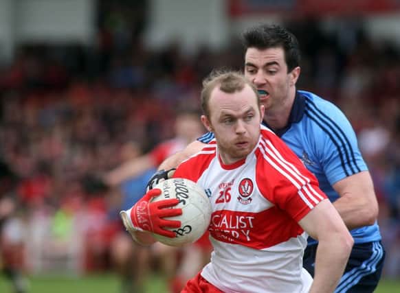 Derry's Ciaran McGoldrick was on target for Eoghan Rua against Banagher. Photo Presseye.com