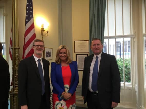 Local Ulster Unionist MLAs Jo-Anne Dobson and Doug Beattie MC meeting with United States Consul General to Northern Ireland, Dan Lawton.